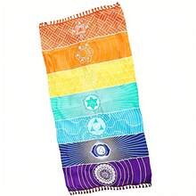 1 saltea de yoga și prosop de plajă cu tematică vibrantă chakra, protecție UV, uscare rapidă, decor de perete interior, excelent pentru meditație, picnic, fitness acasă, cadou excelent de Crăciun și Halloween pentru bărbați și femei, agățat de perete plin de viață