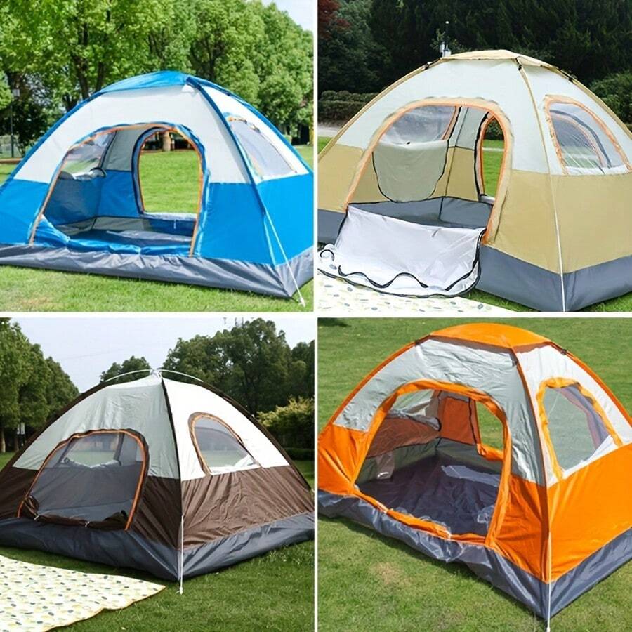 Carpa de campamento automática e instantánea con doble puerta y ventanas, carpa ovalada de alta calidad a prueba de mosquitos y rayos UV para campamento familiar, senderismo y viajes vacacionales - Colores surtidos, refugio al aire libre | Carpa de camping con ventanas | Diseño de carpa espacioso, carpas para acampada - Multicolor - Ver 1