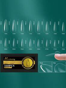 160片-320片热销透明假指甲美甲拱形指甲半磨砂美甲无痕假指甲 - 無色 - 查看 15