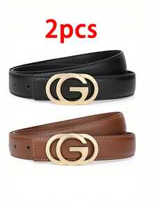 1 件/2 件时尚黑色真皮女式腰带 - 百搭时尚，适合搭配牛仔裤和休闲装，适合春季 - A - 查看 15