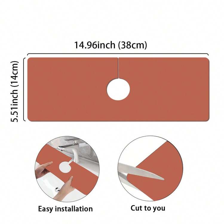 1pc Solid Color Sink Faucet Suction Cup Mat, Drain Mat, For Kitchen, Bathroom Sink, Countertop, Drain Mat, Silicone Washbasin, Trimmable And Quick-Drying Mat - Multicolor - View 21