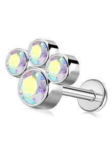 1 pieza Anillo para el labio con gota de agua con rhinestone, joyería para perforaciones en la oreja, Ashley Maduro Medusa, material hipoalergénico de acero inoxidable 316L, diseño de espalda plana con rosca interna, apto para uso diario, fiesta, cita, regalo para novia, amigas, estudiantes, madres - Multicolor - Ver 23