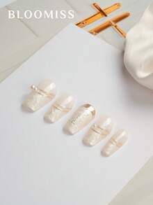 10 Pieces Of Handcrafted Press On Nails Short , Gentle Style,Reusable Fake Nails Nail Supplies Nails