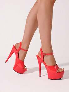 European And American Women Sandals Fashion Model Hotel Nightclub Stilettos High Heels Platform Shoes For Woman Suitable For Music Festival Pole Dance - 紅色 - 查看 2