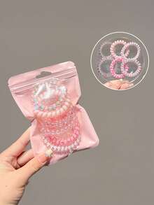 6 件/包 - 简约糖果色发带，柔软造型发带套装，高弹力发带，不损伤螺旋发带，防扭马尾辫夹，适合日常化妆、通勤、运动、马尾辫、派对装饰、新娘派对、单身派对、女生礼物、情人节 - 彩色 - 查看 12