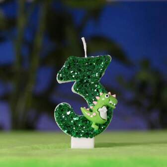 Jungle Theme Numeral Birthday Candles/Cake Dinosaur Numeral Candles Number 0-9/Wild Animal Cake Topper Decoration For Birthday/Party Celebration/ Cute Number Candles/Sparkling Green Dinosaur Elements/ Digital Birthday Candles/ Cake Decoration/Party Birthday Celebration/Coming Of Age Ceremony/ Creative Handmade Diy Birthday Candles