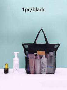 1pc New Mesh Shower Caddy, Beach Bag, Hanging Toiletry Bag With Zipper Pockets, Cosmetic Storage Pouch, Ideal For Travel, Gym, Camping, Dorm, Women, Beach, Camping Gear, Travel Essentials, Beach Essentials - Multicolor - View 9