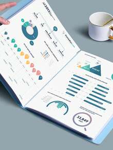 40页按扣式文件整理文件夹，大容量学生试卷/合同文件收纳，透明封套，随机封面卡纸