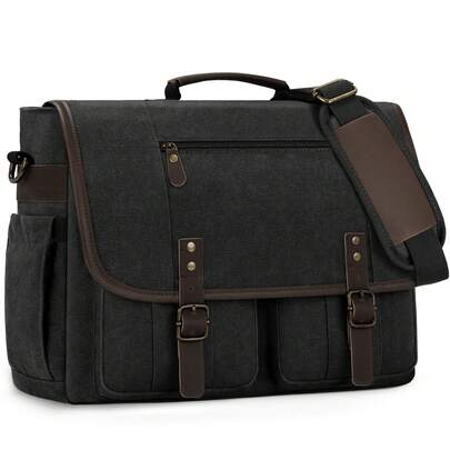 NEWHEY 17-17.3 Inch Men's Vintage Canvas Messenger Bag, Waterproof Large Capacity Laptop Briefcase, Durable Shoulder Bag Suitable For Work, Travel, College Students, Retro Backpack, Laptop Bag