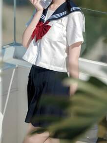 Classic Basic Summer Japanese Style Sailor Uniform Set, Suitable For Cosplay, Anime, Comics, Photo Shoots Halloween