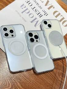 Simple And Fashionable Magnetic Charging Transparent Protective Phone Case For IPhone 16 Pro Max/15 Plus With Built-In Anti-Drop Phone Cover