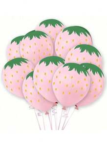 20 Stücke/10 Stücke 30cm Luftballons mit Erdbeermuster, dickwandige Erdbeerpunktrosa Luftballons, Hawaii Party Obst Dekorative Luftballons, geeignet für Geburtstags-Partyhintergrund, Feiertags-Dekoration, Geschlechts-Enthüllungsparty Babyparty Dekorationen