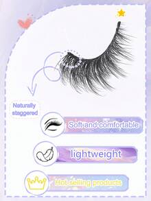 7 对 5D 卷翘假睫毛，16 毫米，适合日常佩戴，漫画风格，旅行必备。