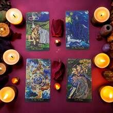78 szt. świecących kart tarota, przenośna talia kart tarota do wróżenia, prezent wielkanocny, świąteczny, halloweenowy, angielskie karty tarota, papierowe karty do gier planszowych, wróżenie tarota, rodzinne spotkania, impreza przyjaciół, zajęcia na świeżym powietrzu - Jasny Tarot - Zobacz 5