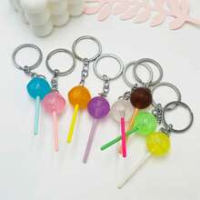 1pc Simulation Lollipop Keychain Keyring Transparent Light Up Resin Accessories Candy Bag Pendant Creative Gift Diy School Bag Pendant School Bag Charm Back To School Gift Graduation Gift Halloween