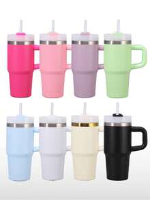 1 件 14 盎司纯色简约大气不锈钢杯、随行杯、带盖水杯、吸管、简约时尚旅行杯 - 不锈钢真空冷水杯、便携式防漏杯、朋友和家人礼品杯、户外饮水设备、健身、旅行、家庭、办公室。返校 - 彩色 - 查看 3
