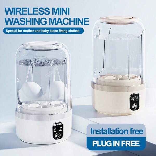 Portable Mini Washing Machine, Timer Function, Rotating Vibration Rechargeable Washer, Suitable For Underwear, MINI Clothes, Socks, Pet Supplies And Small Items, Apartment, Camping, Travel, Dorm, Hotel - Regular Model 3000mAh, Digital Display Model 4000mAh