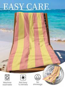1pc Printed Beach Towel, Orange Striped Pattern, Can Be Used As Swimwear Or Bath Towel, Fashionable Design, Super Absorbent, Suitable For Bathroom, Swimming, Fitness, Yoga And Other Occasions, Soft And Comfortable Microfiber Material, Lightweight And Easy To Carry. - Multicolor - View 9