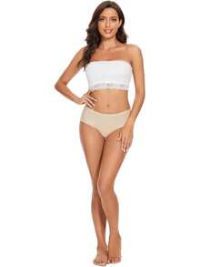 Strapless Bandeau Bra For Women Lace Floral Bralettes Stretchy Chest Wrap Non Padded Tube Top Seamless Bras For Women Halloween Christmas New Year