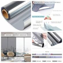 Multi-Size One Way Privacy Window Film, Daytime Privacy Sun Blocking Anti UV Reflective Window Film Heat Control Self Adhesive Window Tint Film For Home And Office, Silver - Multicolor - View 8