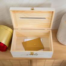 Wedding Card Box - 14 X 9 X 6.5 - White With Gold Sign - Secure Wedding Cards Box With Lock - Card Box For Wedding - Wedding Card Boxes For Reception - Best Way To Keep Cards Safe - 白色 - 查看 6