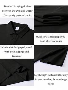 2025 夏季男士黑色男友风 Polo 衫 - 速干冰丝翻领 | 返校季 | 均码 (XXS-XXL) | 超轻透气，适合高尔夫/户外/商务/休闲