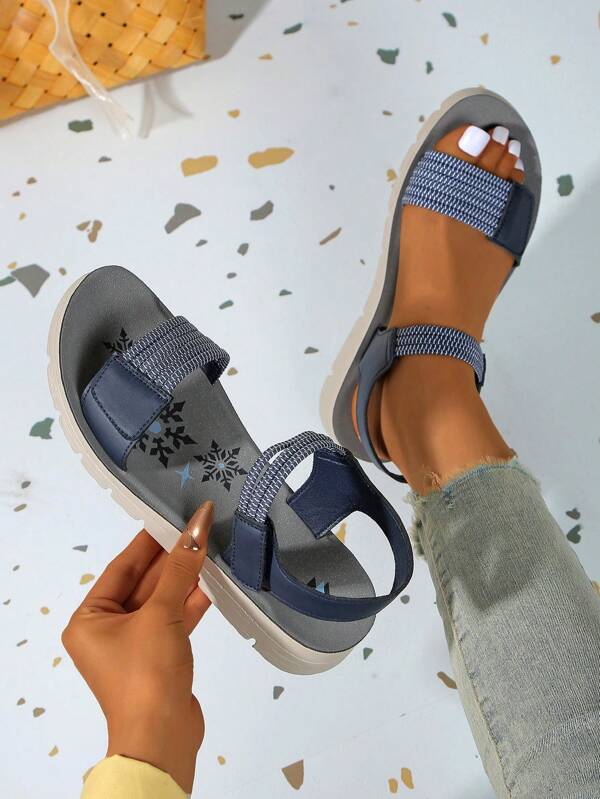 Sandalias deportivas casuales para mujer, suela suave y cómoda, diseño de doble correa simple y elegante con cierre ajustable de y textura delicada, adecuadas para ir al trabajo, pasear, viajes de ocio, estampado floral de tela tejida para deporte y casual, para gimnasio, oficina, hogar, vacaciones en verano