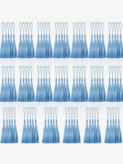 100 Pcs Light Blue Mini Tassels 13cm/5in With Loop For Bookmarks, Jewelry Making, DIY Projects By Creatrill