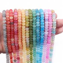 1 peça, aproximadamente 88 peças, contas redondas planas de vidro bicolores, 6x4 mm, multiestilos, moda casual, fofas, coloridas, feitas à mão, faça você mesmo, para pulseira, colar, joia, pingente, berloque de celular, chaveiro, contas de atacado