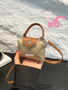 1 Custom Outdoor Bag, Can Be Printed With Personalized Name Or Holiday Greetings. Customize Your Own Bag. 1 Custom Outdoor Bag, Pu Magnet Closure Fashion Niche Design Contrast Color Mini Handbag, Adjustable Shoulder Strap Shoulder Messenger Bag Suitable For Teenagers To Travel, Shopping, Party, Date And Daily Use, Is A Perfect Gift For Teenagers - Contrast Color Tote Bag - View 14