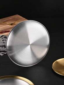 4 件套不锈钢餐盘、骨盘、酱料盘（带托盘架）、学校用品 - 銀色 - 查看 2