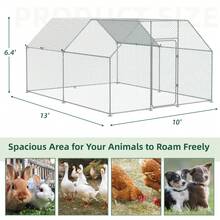 YODOLLA Large Metal Chicken Cage Run For Yard With Cover, Walk-In Chicken Pen For Outdoor, Backyard, And Farm, Hen Cage House For Chickens And Other Poultry - Silver - View 4