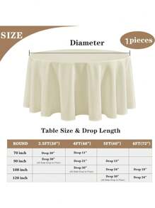 1 Piece White 90-Inch Round Tablecloth: Wrinkle-Resistant And Washable Banquet Tablecloth; Spill-Proof High-Density Fabric Tablecloth Suitable For Wedding Events And Daily Household Use.