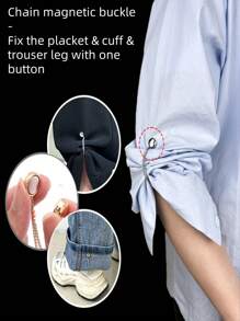 Chaîne Boucle magnétique Manchette Boucle fixe Bouton de taille T-shirt Transformé en court-circuit Jeans Boucle de cheville Chaîne Boucle magnétique Manchette Jambe de pantalon Fixé Pince Convergent Appareil Bord sans couture et Boucle de taille avec Boucle de foulard en diamant à la mode