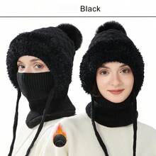 WarmthMax Knitted Beanie Hat - Windproof, Warm, Ear Protective, With Hood Neck Gaiter, Breathable, Moisture-Wicking, Essential For Outdoor Cycling, Suitable For Cold Weather, Halloween, Winter And Autumn - Multicolor - View 18