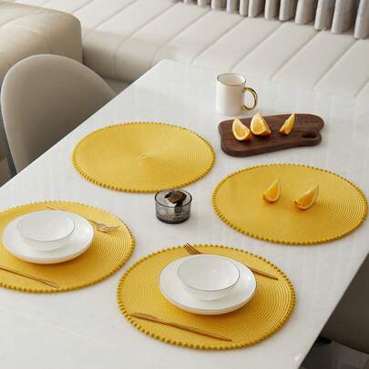 1 件隔热餐垫，用于家庭、厨房、餐厅、酒店、农舍、家庭节日庆典、婚礼派对、生日派对餐桌装饰垫、花瓶垫，天然材料极其简单可爱的球边螺旋隔热餐垫