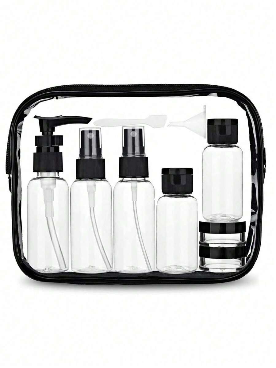 TSA 认证防漏 - 旅行洗漱瓶和洗漱包套装 - 随身携带，便携式飞机必需品液体容器 - 男女适用（9 件） - 彩色 - 查看 1