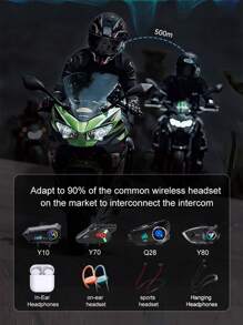 1/2pcs Music Interphone Dual Bluetooth 5.4 Motorcycle Helmet Intercom Headset Waterproof 500m Intercomunicador Speaker Earphone