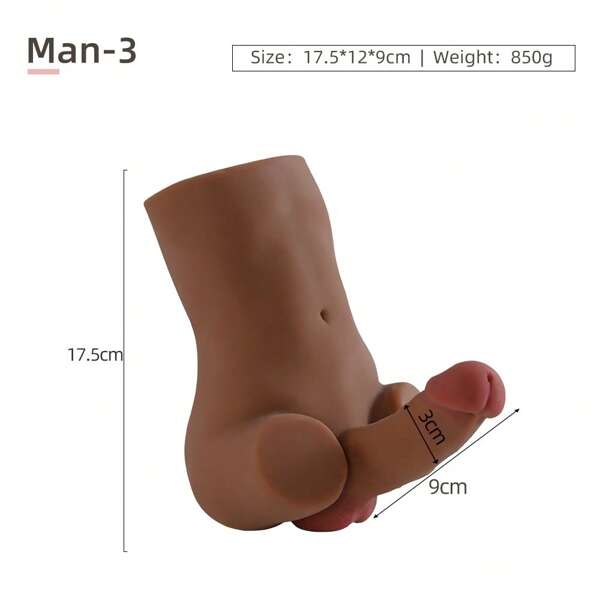 Männlicher Torso-Sexpuppe mit realistischem 3,54-Zoll-Dildo und engem Anal, flexiblem Riesenschwanz für bisexuelle Masturbation, Sexspielzeug für Erwachsene für Frauen, Männer und Schwule