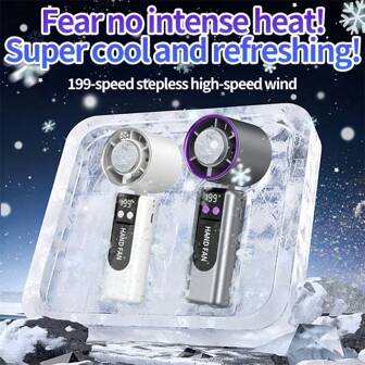可充电数码显示手持风扇 - 3000mAh/1800mAh 5档静音强劲便携风扇，Type-C充电，轻巧便携，适合户外、居家、旅行 - 理想的降温礼物，可充电便携风扇，户外降温设备，耐用塑料机身（注意：请勿让婴幼儿使用，以免夹伤）