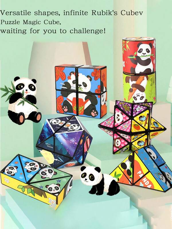 1 Panda 3D Zauberwürfel unbegrenzter 3D Zauberwürfel Stressabbau Puzzle Spielzeug, Zauberwürfel Puzzle, wartet darauf von dir herausgefordert zu werden, Wenden des Zyklus, kann mehrere Formen ändern, Wenden ohne Verklemmen, Halloween Geschenk, Party Geschenk, Urlaubsgeschenk