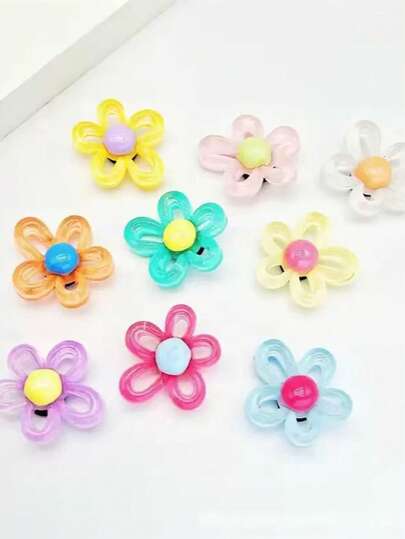 9个可爱多彩镂空透明果冻夏季花朵DIY可拆卸鞋夹，适用于沙滩鞋、凉鞋、花园鞋，情人节礼物
