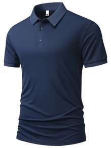 Men's Casual Polo Shirt, Glossy Fabric, Versatile For Daily Commute, Breathable Quick-Dry Tops For Spring/Summer
