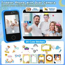 3-9岁男孩鲨鱼主题智能手机玩具，触屏学习玩具，圣诞节和生日礼物，包含硅胶鲨鱼壳、逼真触屏、音乐播放器、双摄像头和教育游戏 - 彩色 - 查看 8