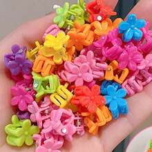 彩色花朵迷你塑料发夹，女孩可爱发饰，适合日常使用 - Mixed style - 查看 4