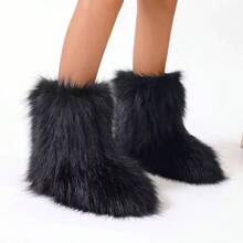 Botas altas para mujer, botas de nieve cálidas y antideslizantes con diseño de borreguito, elegantes para el invierno