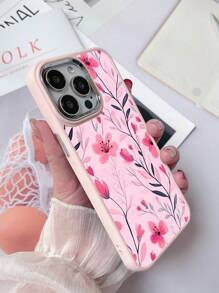1 pieza Funda de teléfono con marco de metal, de TPU con acabado esmerilado, resistente a caídas y a huellas dactilares, con un diseño de pequeñas flores de colores, compatible con iPhone 7G/8PLUS/X/XR/XS MAX/11/12/13/14 PRO/15promax