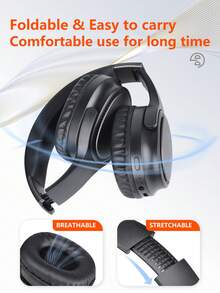 Gerripuer 新款无线耳机带麦克风，6.0 芯片，适用于游戏、视频、音乐、低延迟、USB-C、立体声高清通话、商务母亲节礼物、舒适的可调节头带、HiFi 低音、长电池寿命 - 黑色 - 查看 8