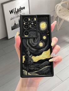 1 件奢华深色漩涡空间设计黑色陶瓷镜头保护防撞厚手机壳，兼容 16/Redmi/Infinix/Vivo/OPPO 防水防震防摔防刮 - 黑色 - 查看 6