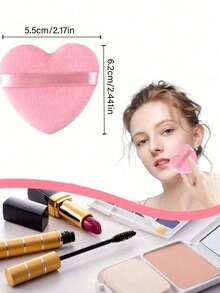 15 件/套心形天鹅绒粉扑，专为轮廓、眼周和眼角区域设计，配有化妆搅拌器粉底混合容器，适合所有肤质